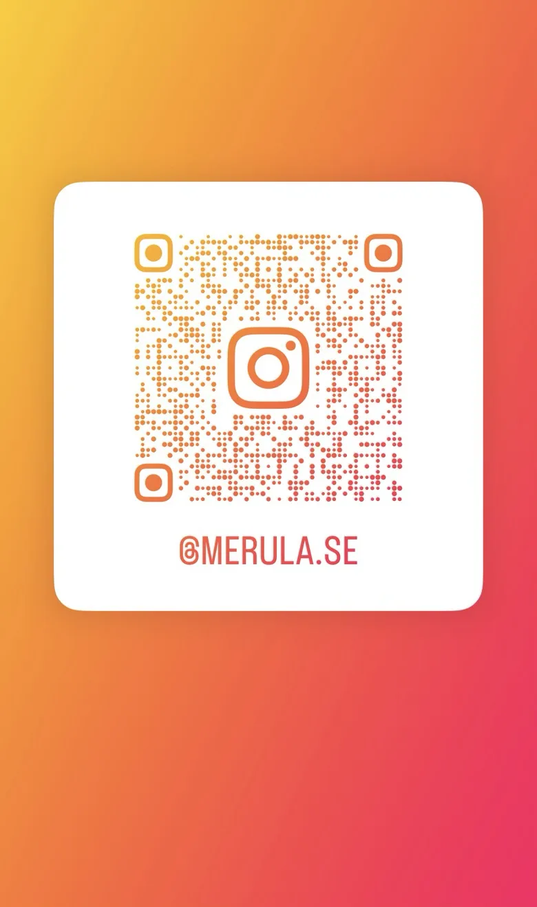 Skanna QR-koden och följ @merula.se på Instagram
